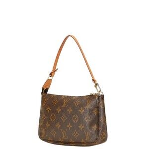 Louis Vuitton Brown Pochette Accessoires Bag Leather Shoulder Monogram
